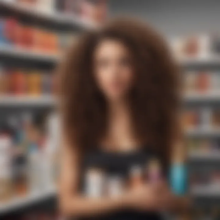 A vibrant collection of curly hair care products displayed on a shelf