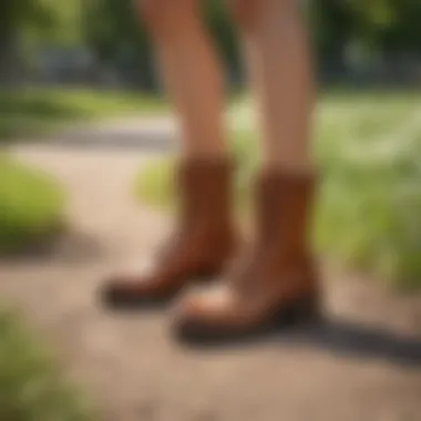 Versatile styling options for warm-weather footwear A fashionable individual wearing summer boots in a sunny park