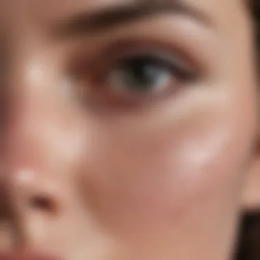 Close-up of skin texture showing blackheads