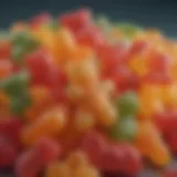 Close-up of Sugar Bear Hair Growth Gummies showcasing their vibrant colors and chewy texture