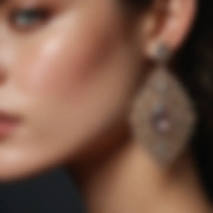 Close-up of intricate design details on Givenchy earrings