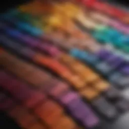 Vibrant hair color swatches displayed in a professional setting