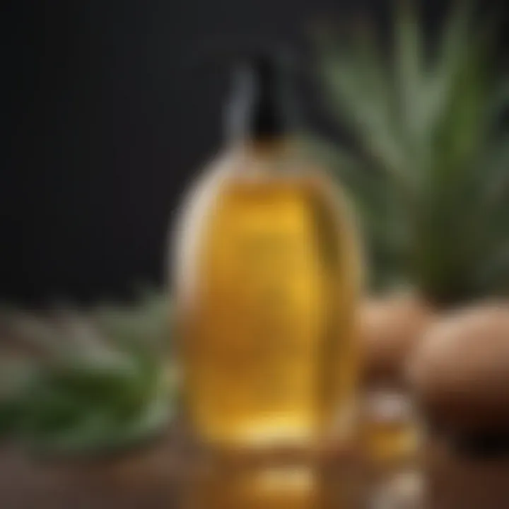 Close-up of natural ingredients like aloe vera and argan oil used in shampoos