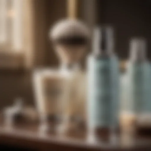 A selection of premium shaving creams on a vanity