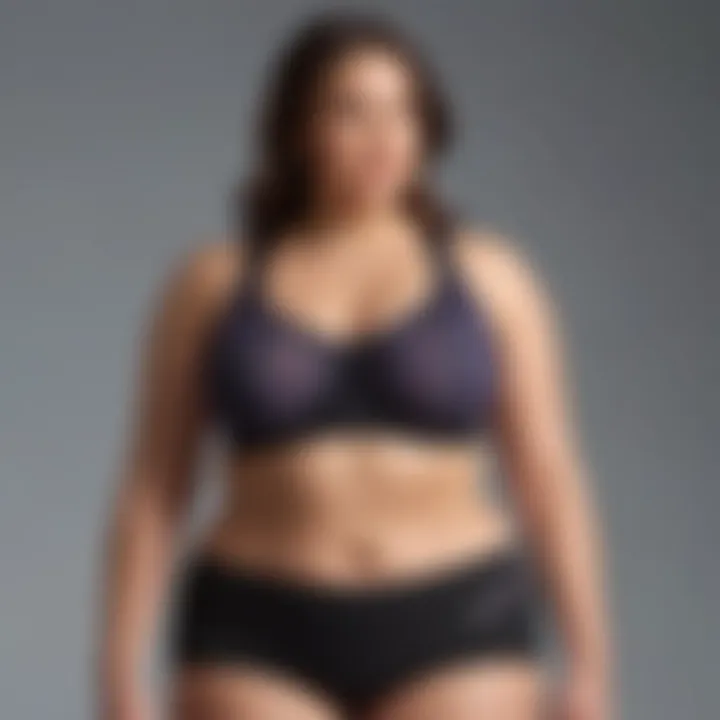 A collection of stylish plus-size sports bras in various colors and designs