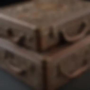 Intricate Details of Nesting Suitcase Set Close-up of the intricate details of a nesting suitcase set