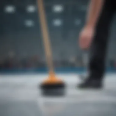 Curling brush in action on the ice during a competitive match