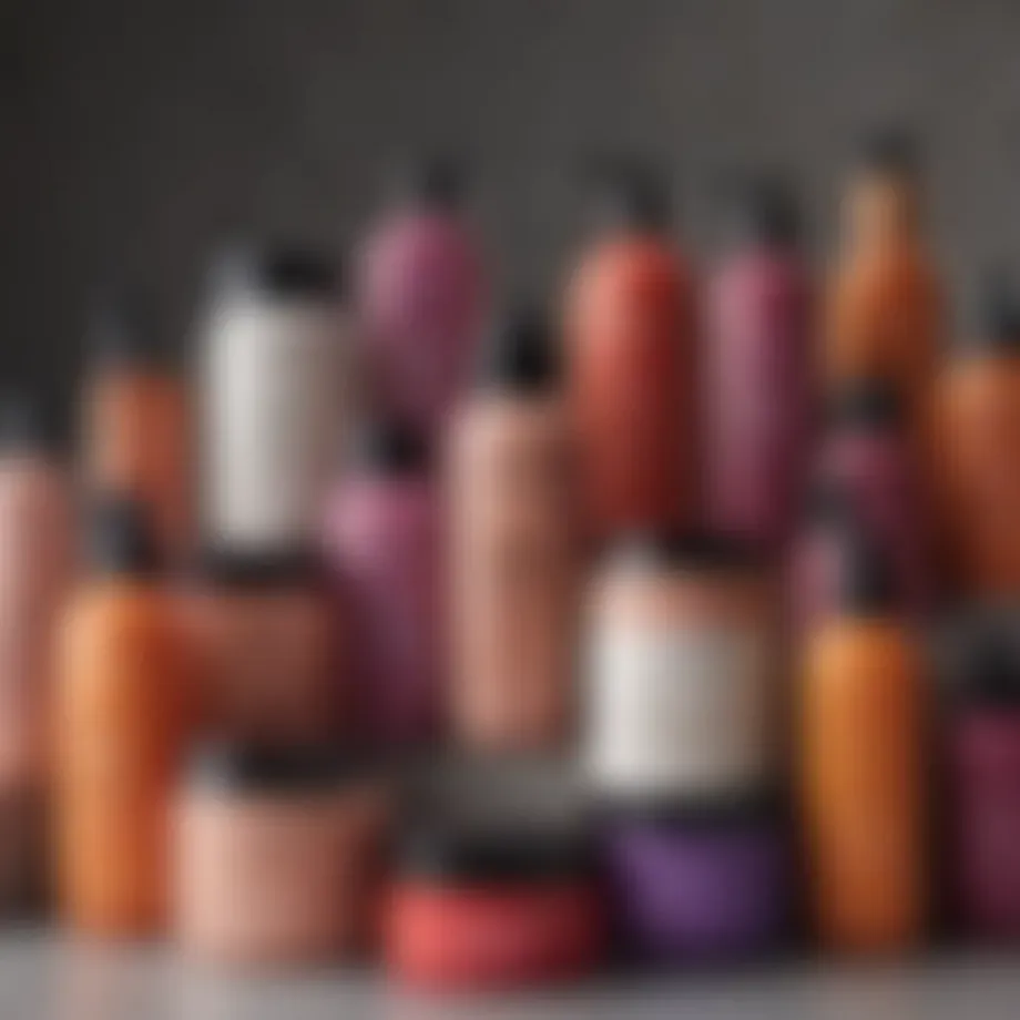 A vibrant display of various deep conditioner products arranged elegantly.
