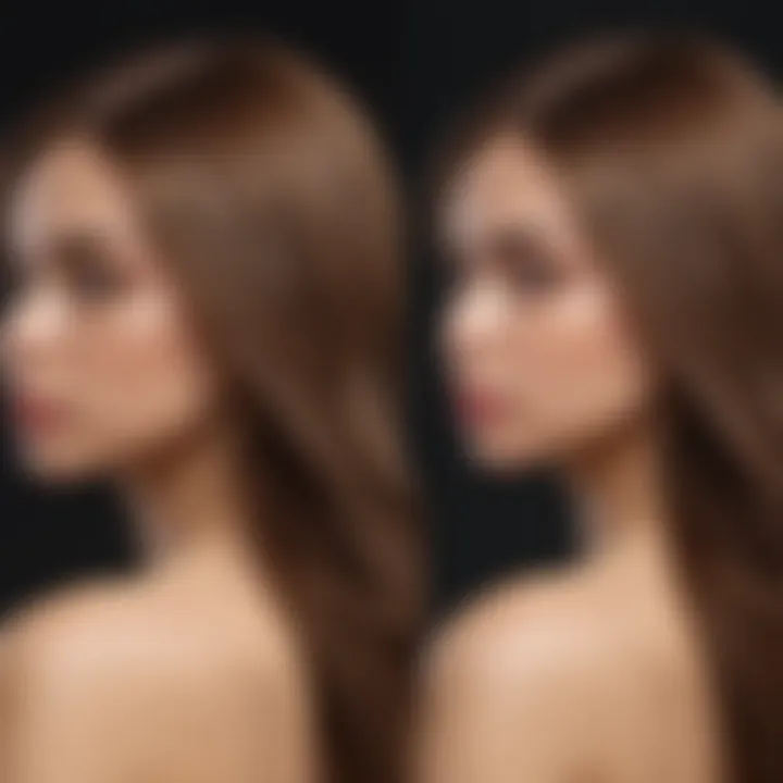 Visual representation of hair strands before and after using Maya Chia.