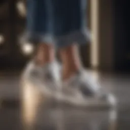Elegant display of dressy sneakers on a chic outfit