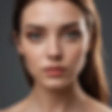 Close-up of a model showcasing a natural makeup look