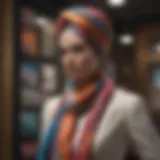 Colorful turban scarf styled elegantly on a mannequin