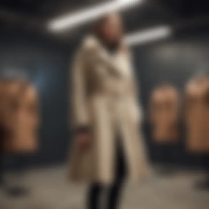 A sustainable fashion showcase highlighting eco-friendly staple coats