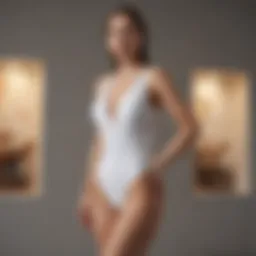 Elegant white high leg one piece swimsuit displayed on a mannequin