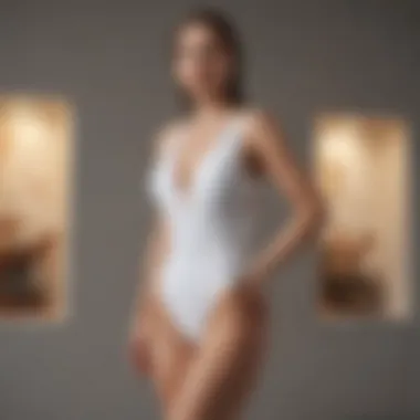 Elegant white high leg one piece swimsuit displayed on a mannequin