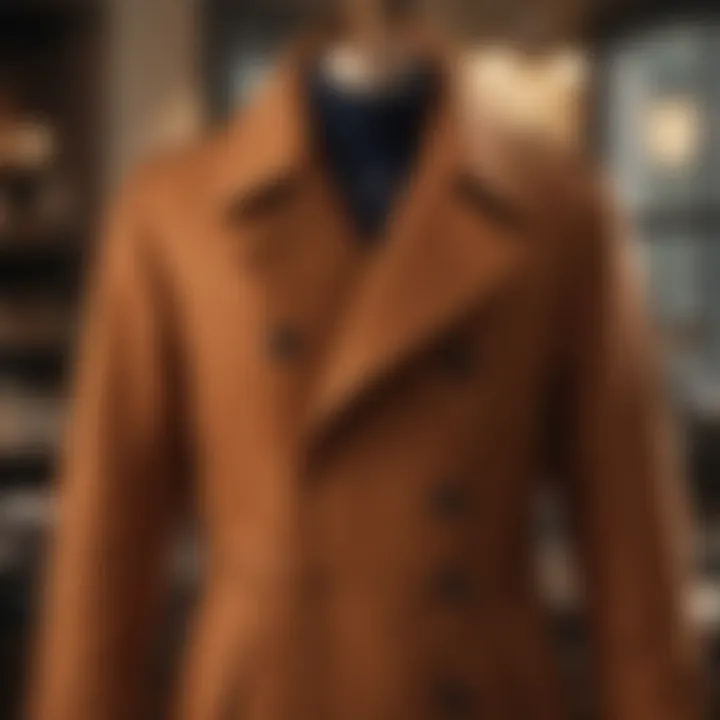 Classic wool peacoat displayed on a vintage background