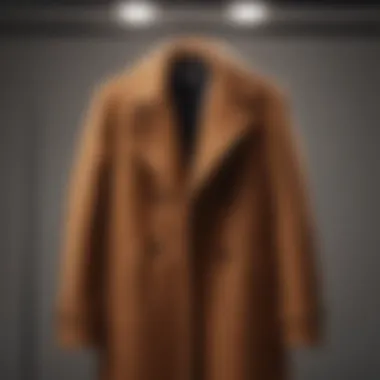 Peacoat hanging in a minimalist wardrobe