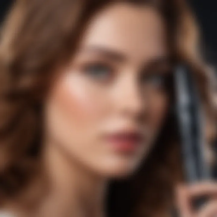 Close-up of a high-quality curling iron with advanced technology features