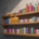 A vibrant display of sulfate-free shampoo bottles on a wooden shelf