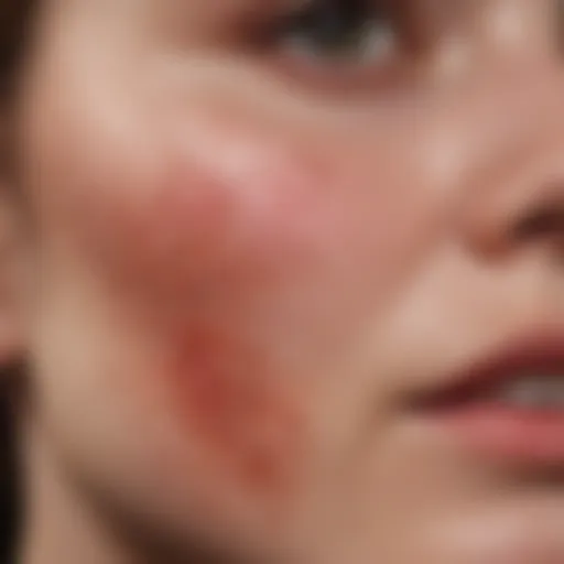 A close-up of eczema-affected skin showing redness and irritation.