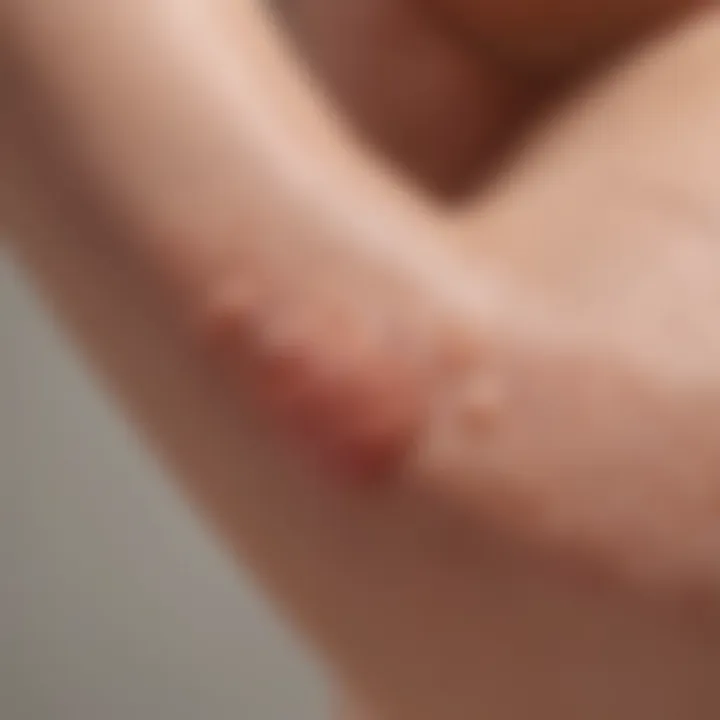 Close-up view of keratosis pilaris on elbow skin