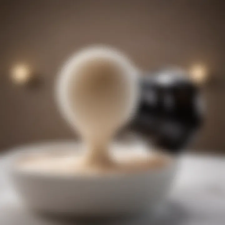 A close-up of luxurious shaving mousse being dispensed