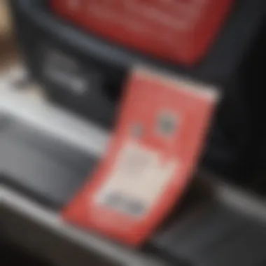 Close-up of a Macy's coupon being scanned at checkout