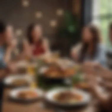 Group of friends enjoying a festive meal