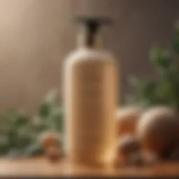 Luxurious conditioner bottle surrounded by natural ingredients