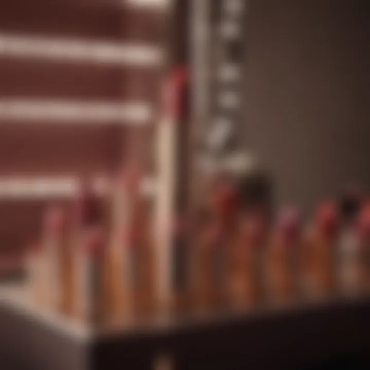 Stylish display of Charlotte Tilbury lipsticks on a vanity