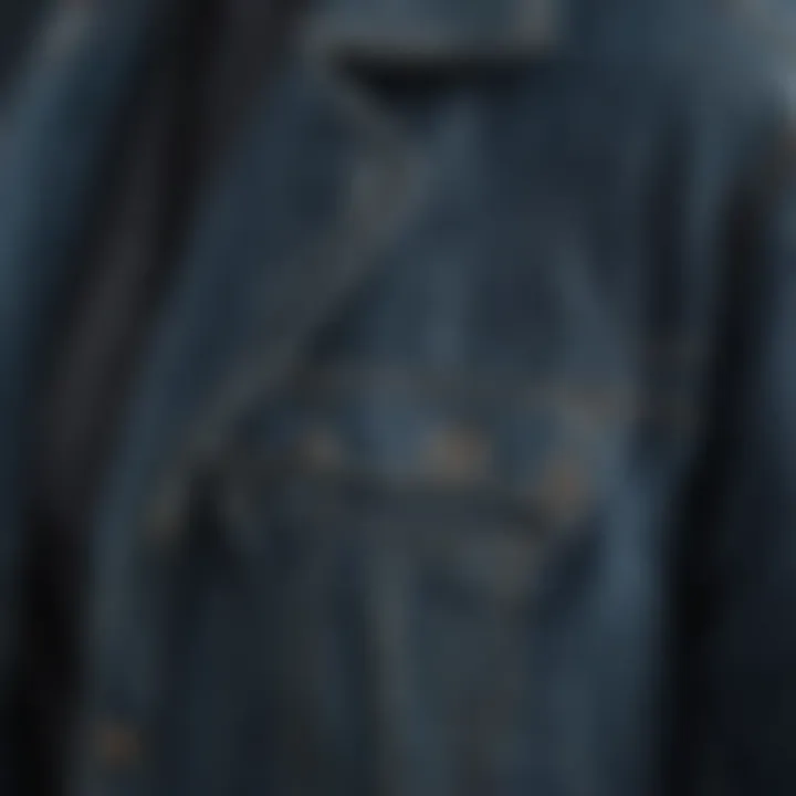 Close-up of jean jacket fabric textures